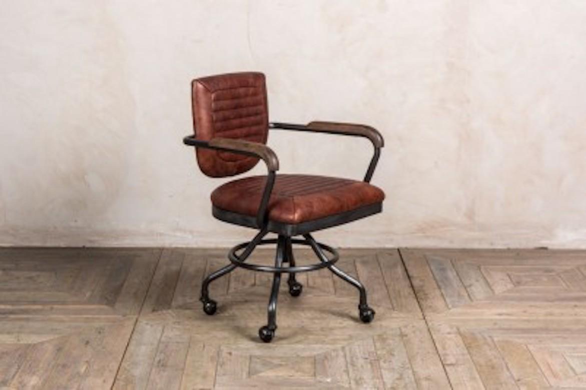European Exeter Leather Vintage Style Office Chair, 20th Century For Sale
