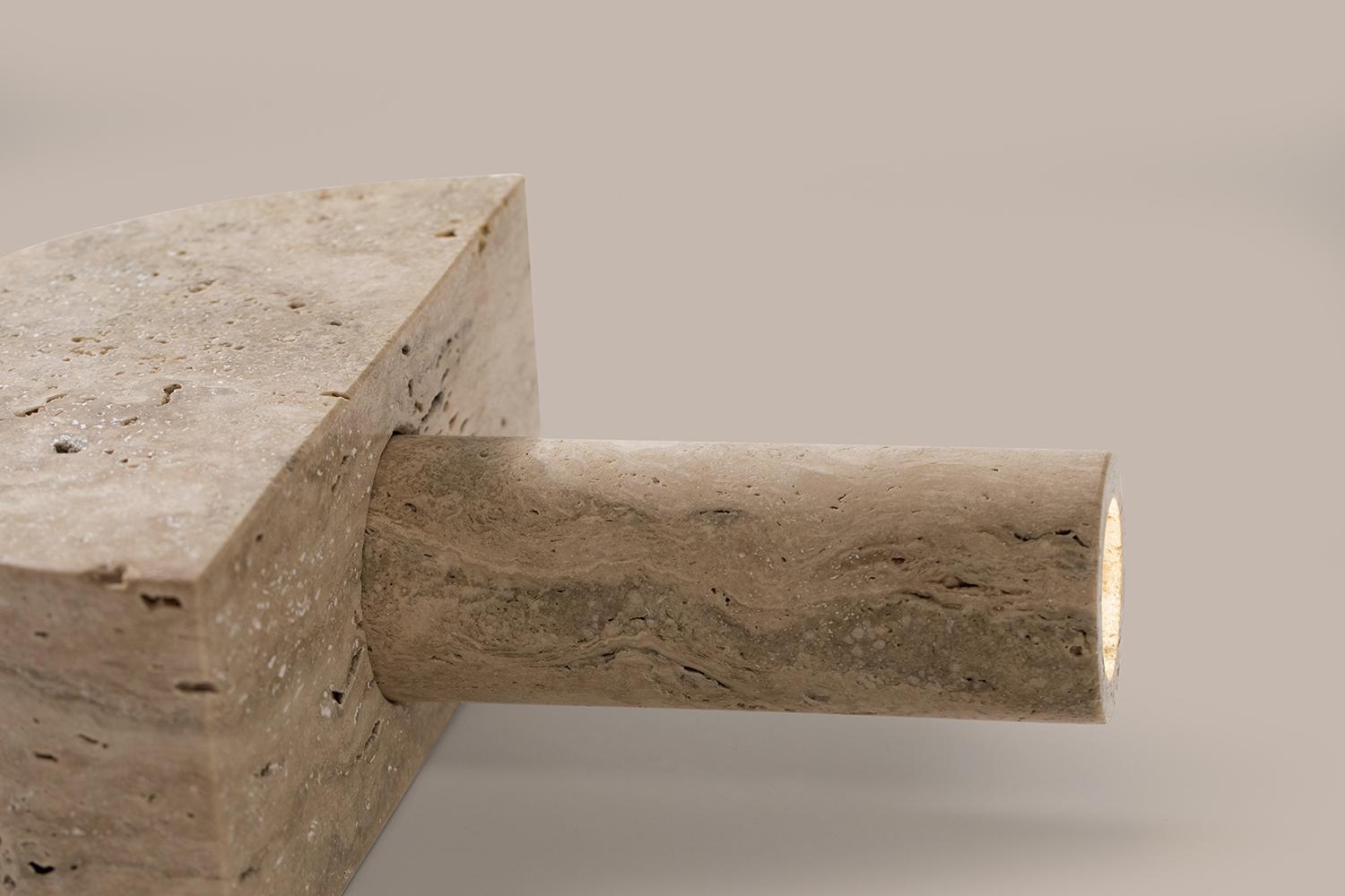 Modern Adjustable Travertine Table Lamp by Addition Studios in Semicircle For Sale