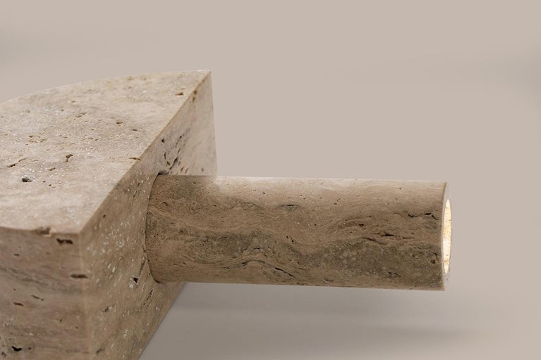 Adjustable Travertine Table Lamp By Addition Studios In Semicircle