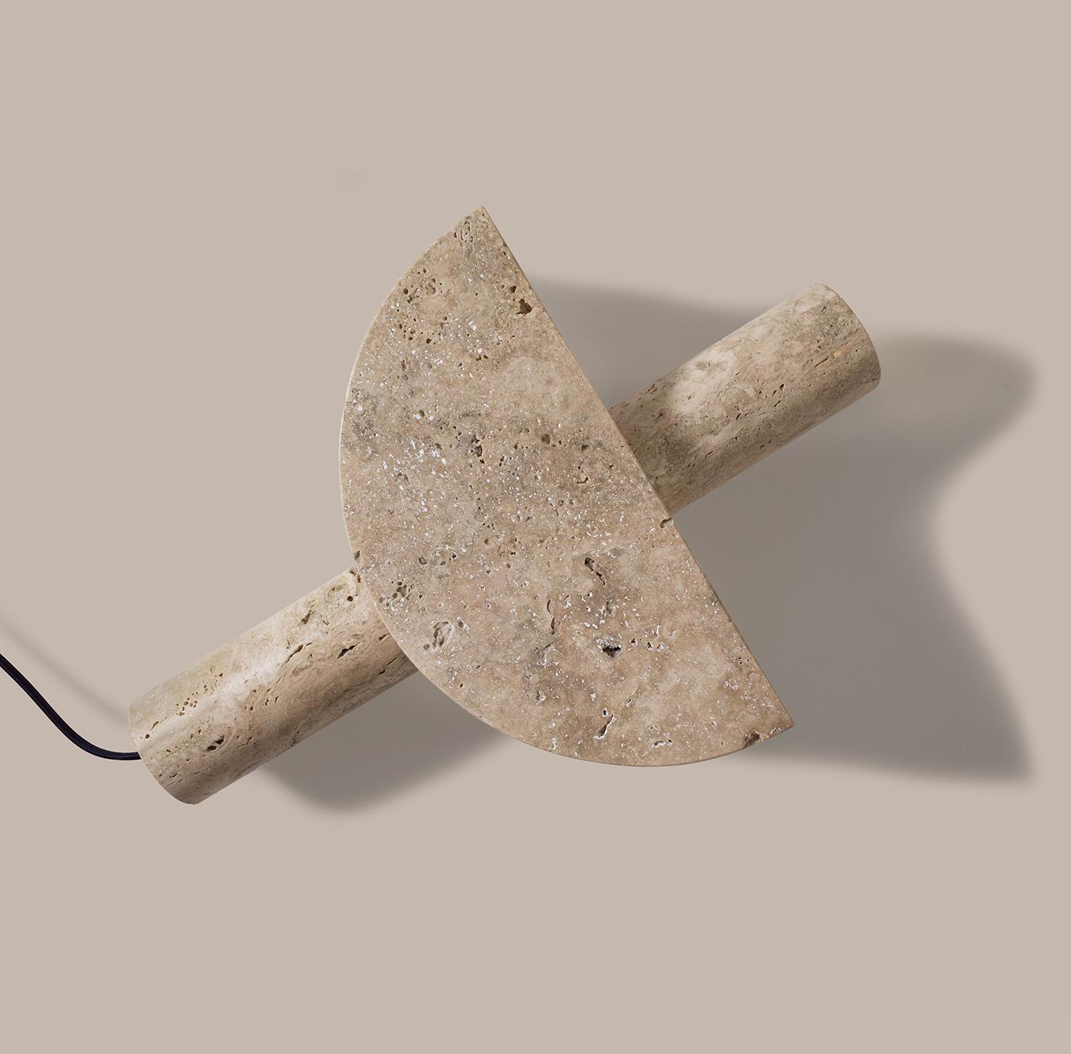 Australian Adjustable Travertine Table Lamp by Addition Studios in Semicircle For Sale