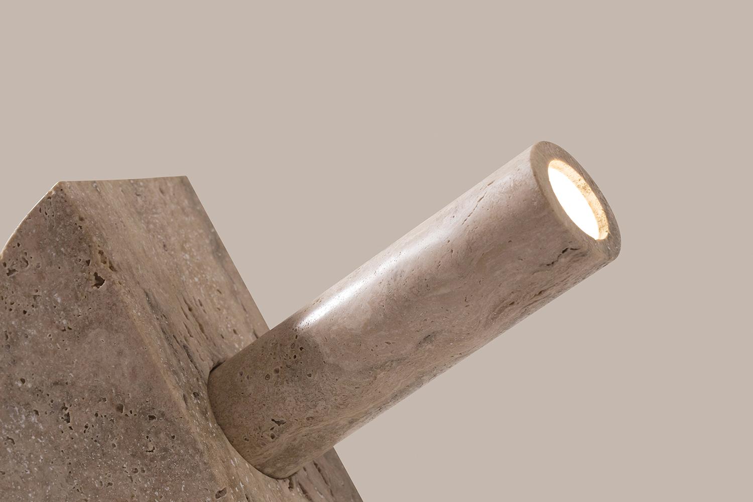 Adjustable Travertine Table Lamp by Addition Studios in Semicircle For Sale 2