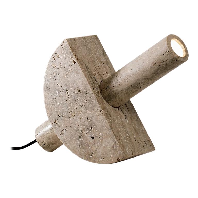 Adjustable Travertine Table Lamp by Addition Studios in Semicircle For Sale