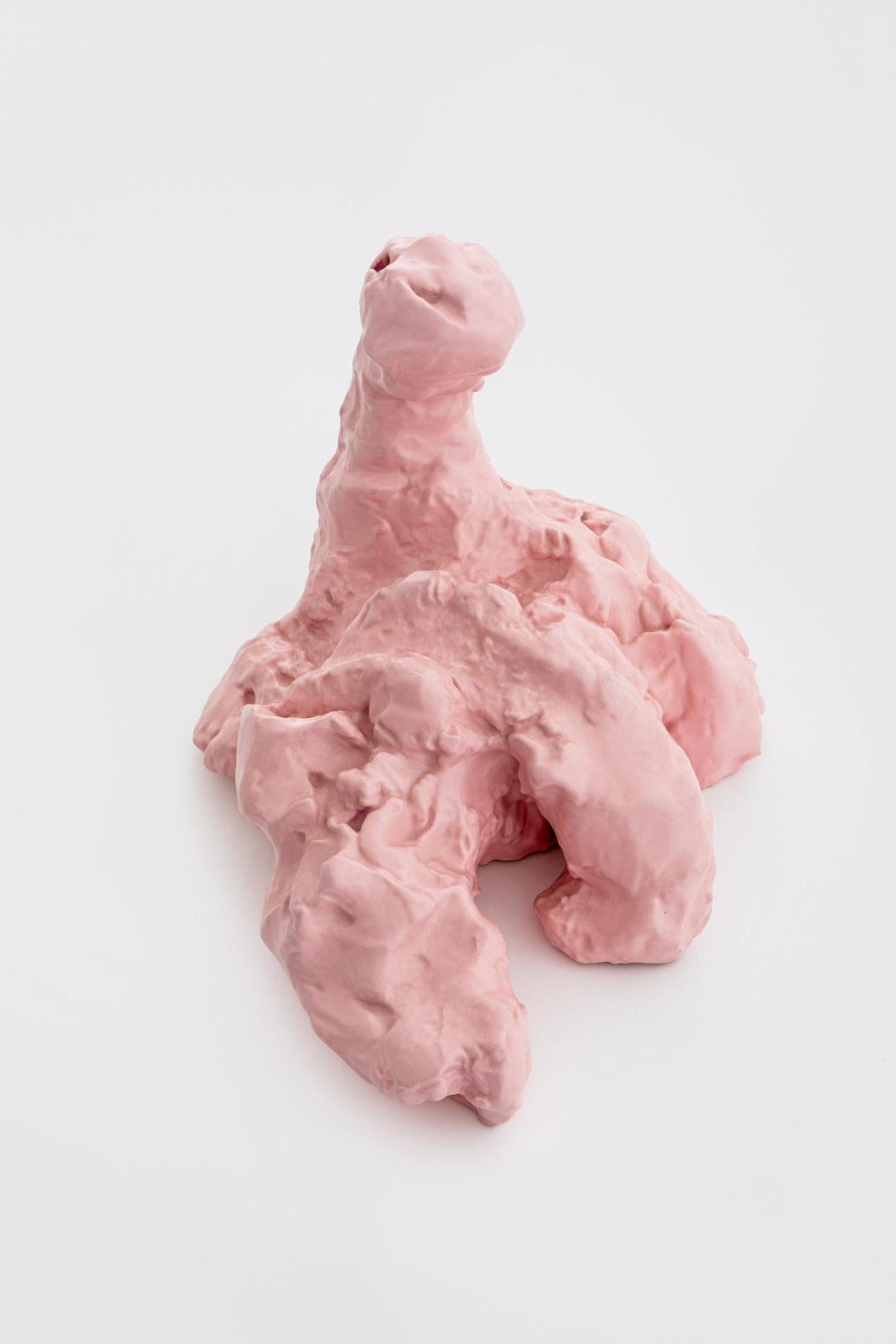 Moderno Esausta ma colorata, scultura contemporanea in alluminio fuso, vernice rosa in vendita
