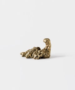 Exhausted, contemporary sculpure in cast bronze, polished