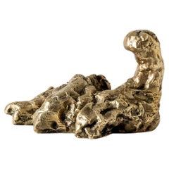 Épuisé, sculpture contemporaine en bronze coulé, poli