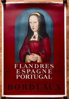 Ausstellungsplakat "Flandern, Spanien, Portugal" mit Joanna von Kastilien, Bordeaux, 1954