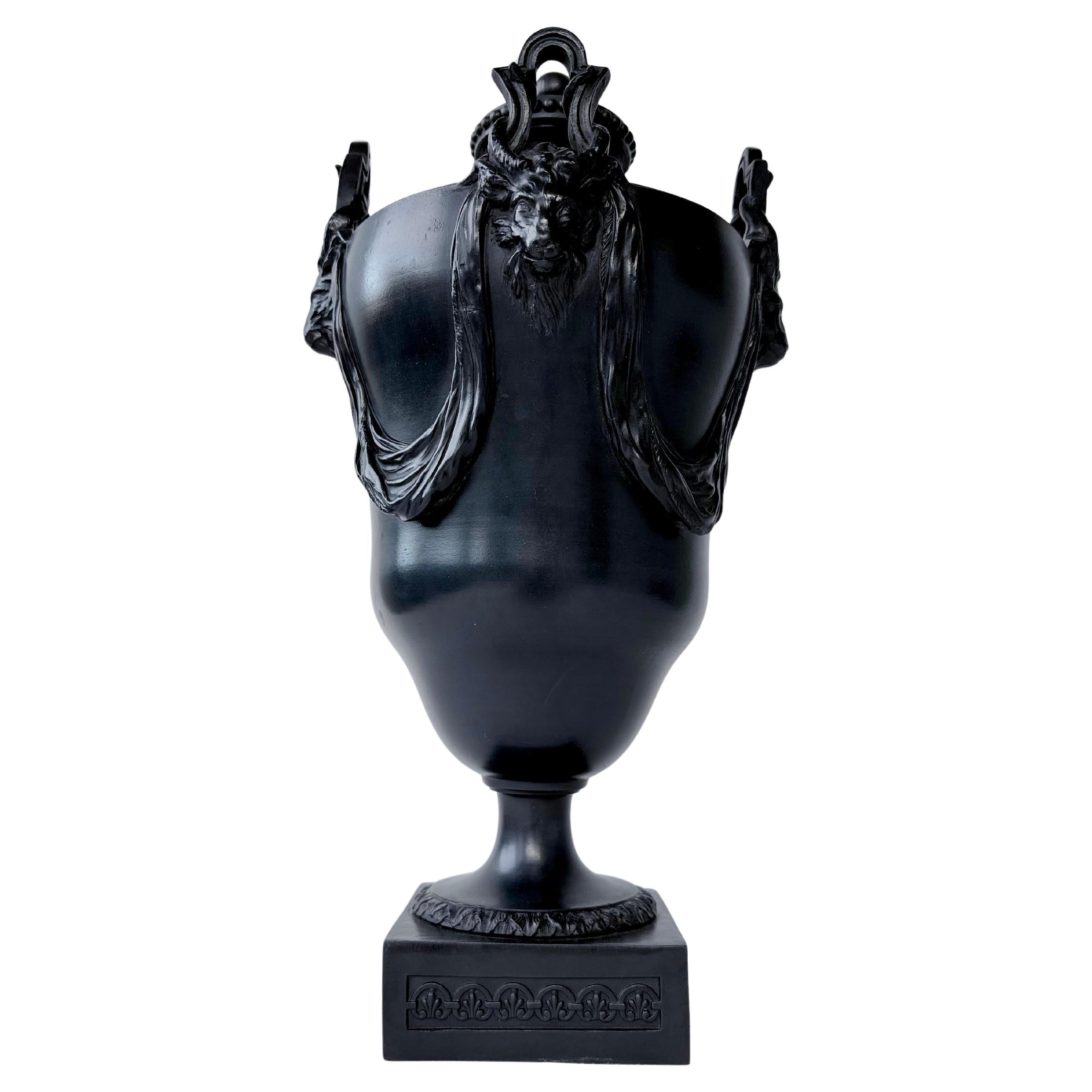 Exhibited 18th Century Wedgwood & Bentley Black Basalt Ware Four-Handled Vase