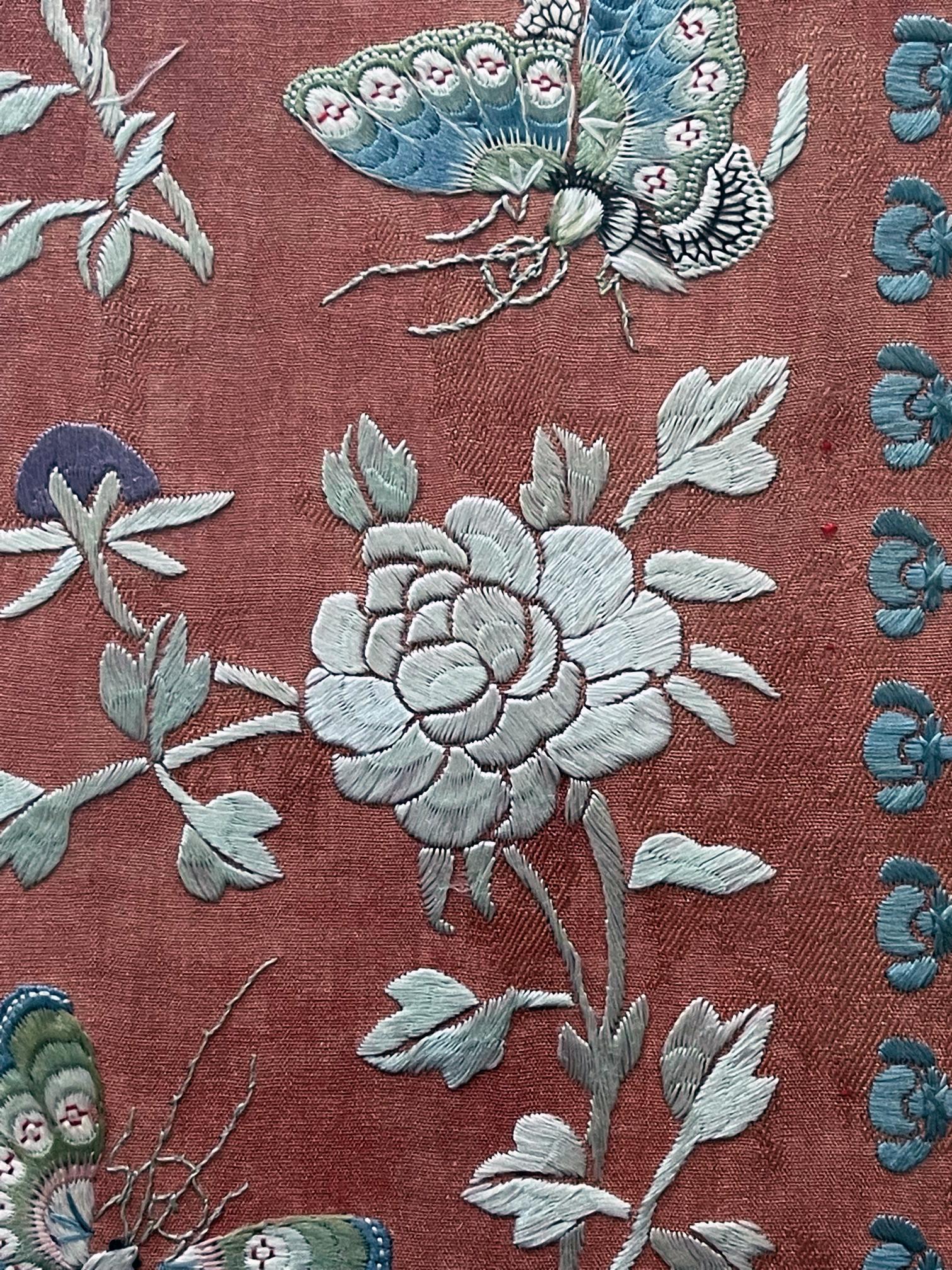 19th Century Exhibited Framed Fine Chinese Embroidery Silk Panel Qing Dynasty For Sale