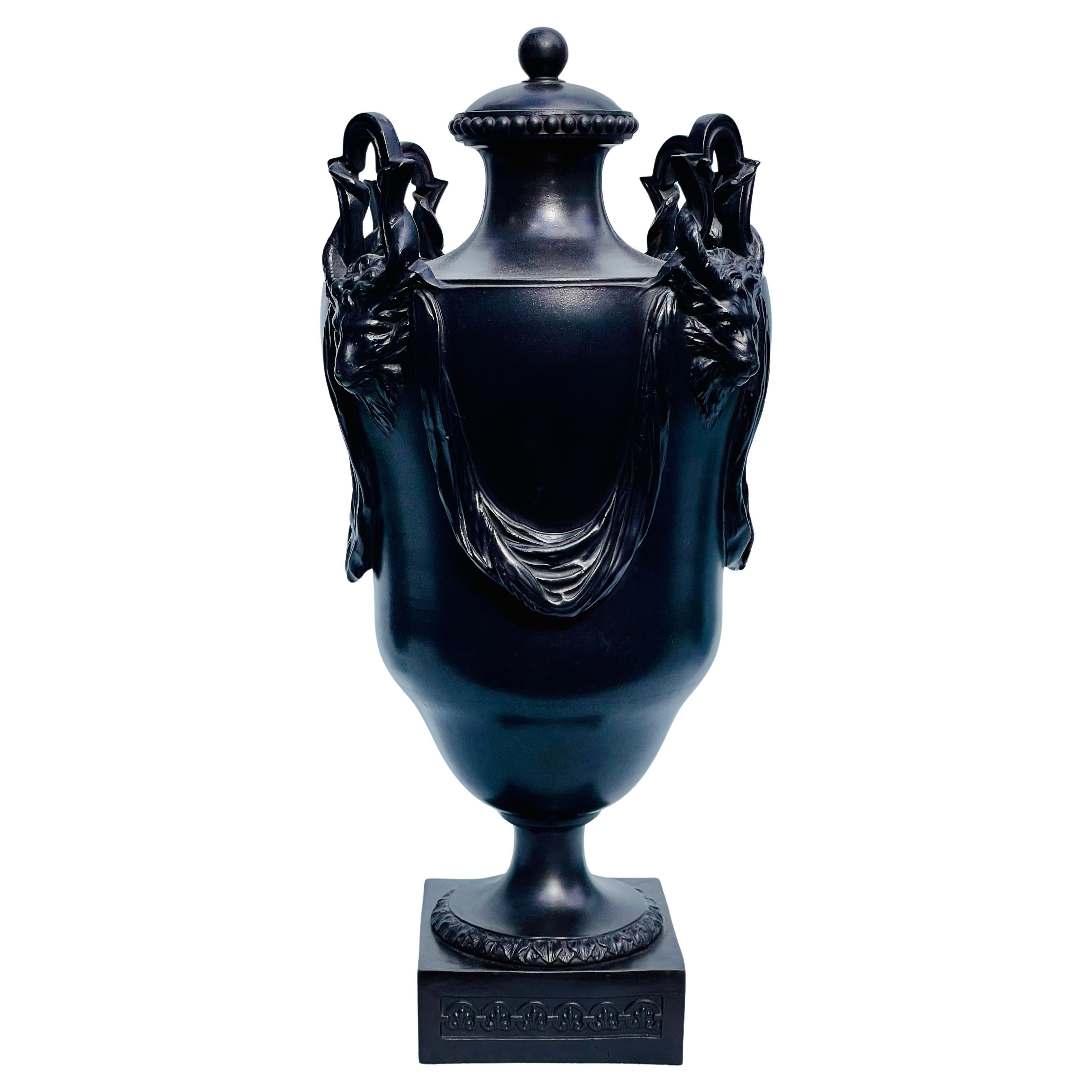 Exhibited Wedgwood & Bentley Basalt Ware Four-Handled Vase For Sale