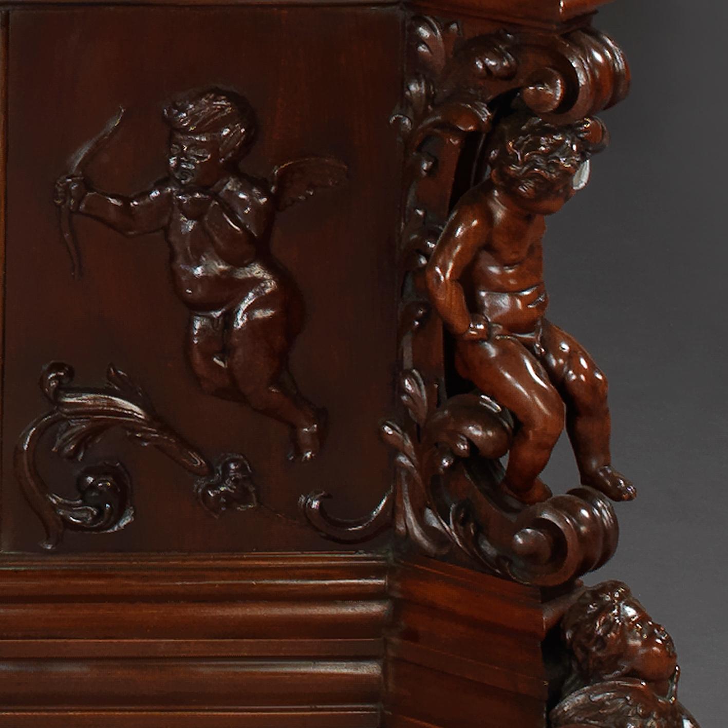Exhibition Austrian Neo-Baroque Carved Mahogany Bed, circa 1890 For Sale 1