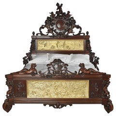 Exhibition Austrian Neo-Baroque Carved Mahogany Bed, circa 1890