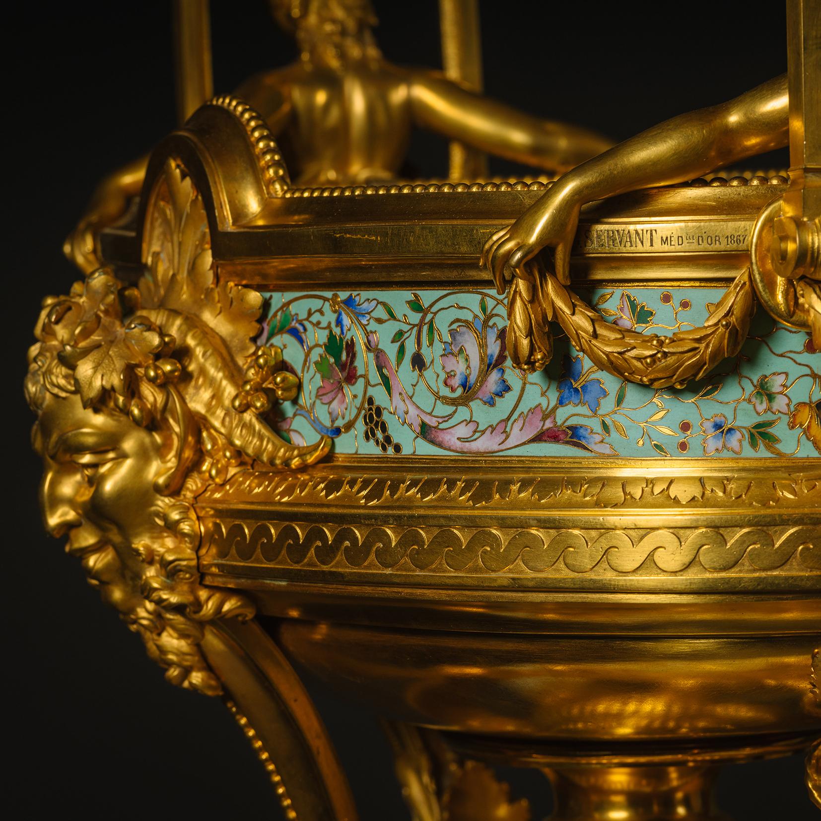 Exposition Jardinière en émail champlevé par Servant, Paris, vers 1870 en vente 2