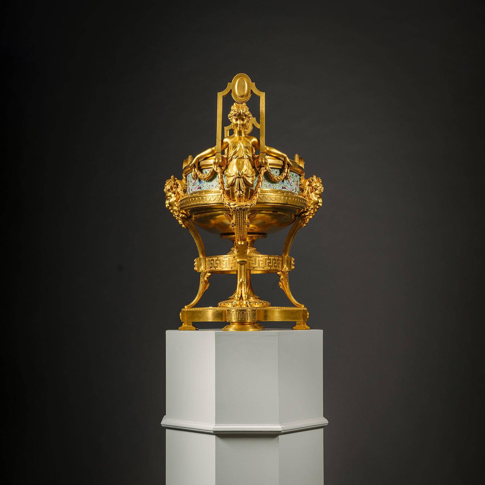 Néoclassique Exposition Jardinière en émail champlevé par Servant, Paris, vers 1870 en vente