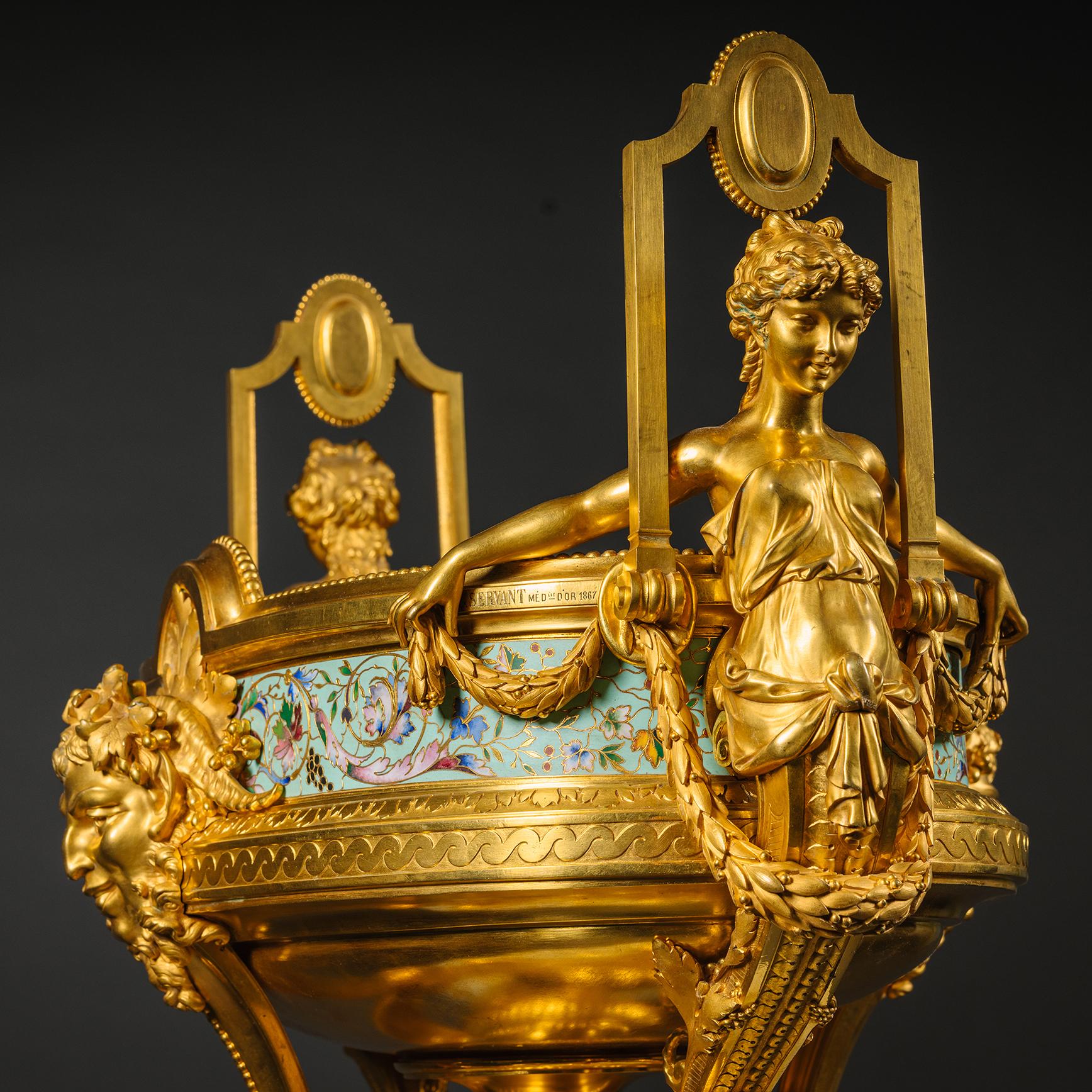 Exposition Jardinière en émail champlevé par Servant, Paris, vers 1870 Bon état - En vente à Brighton, West Sussex