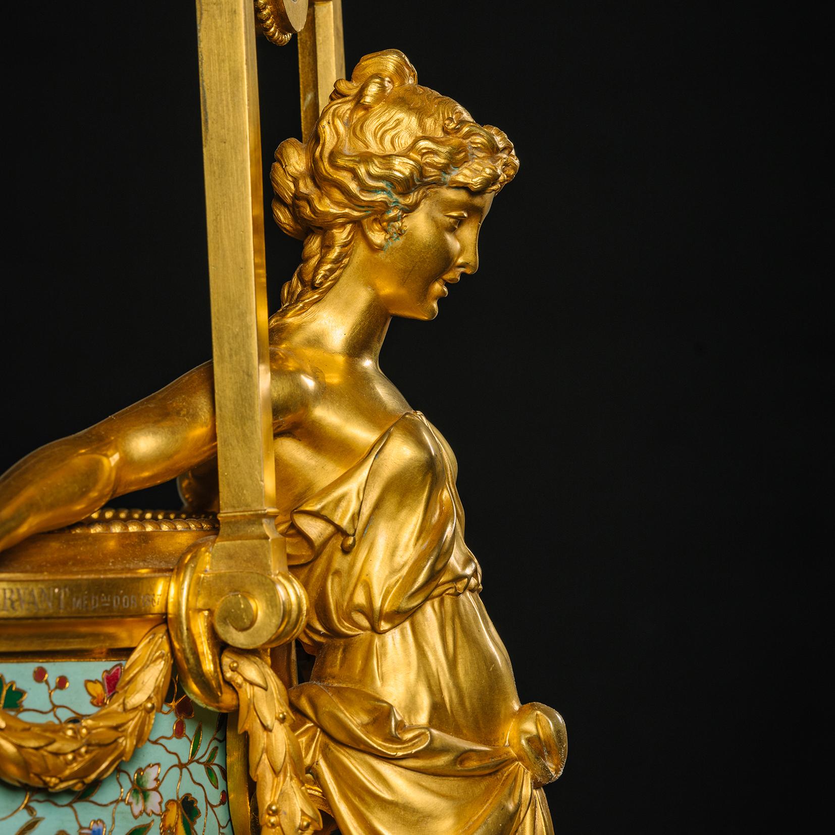 XIXe siècle Exposition Jardinière en émail champlevé par Servant, Paris, vers 1870 en vente