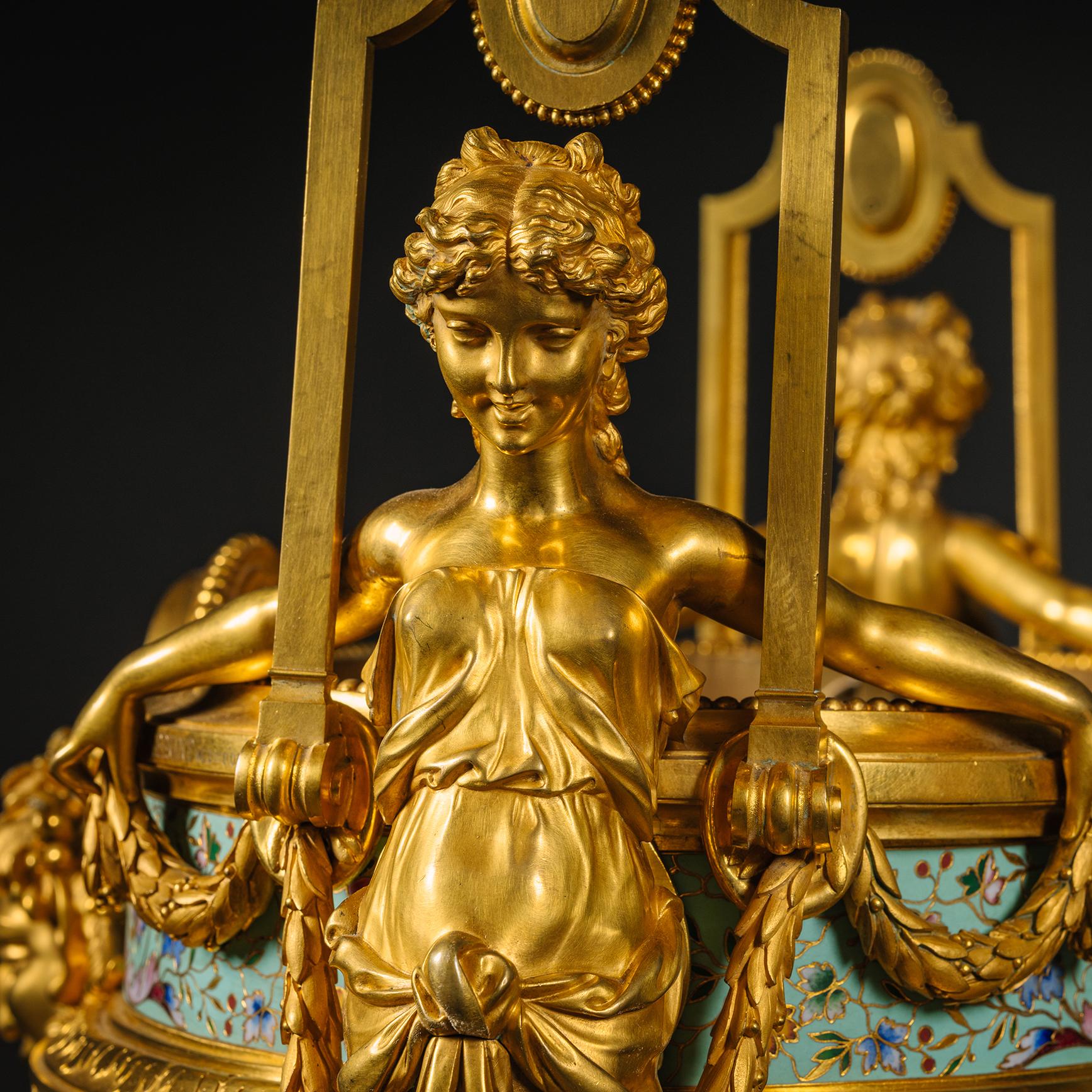 Bronze Exposition Jardinière en émail champlevé par Servant, Paris, vers 1870 en vente