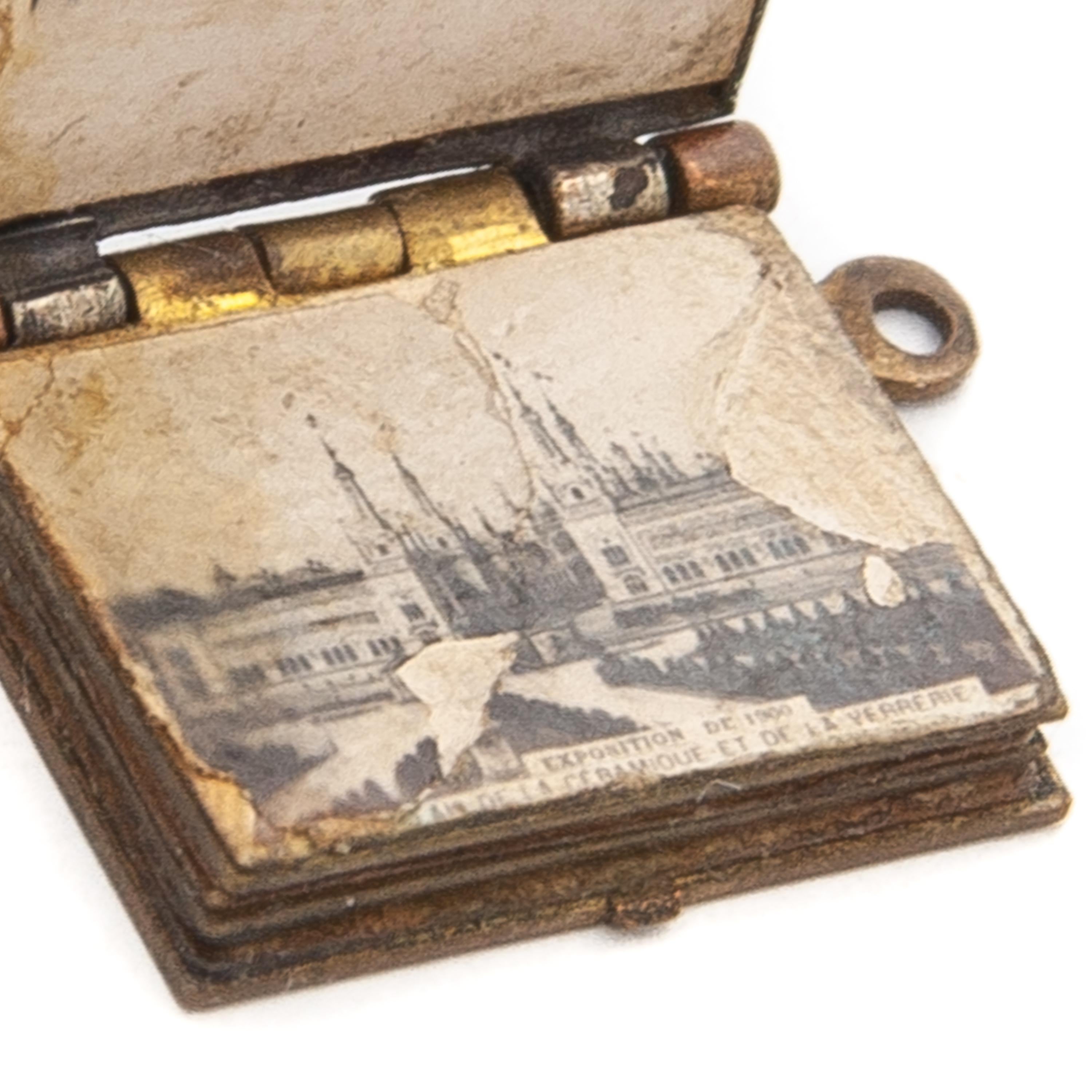 Antique Exhibition of Paris Silver Miniature Book Charm, France 1900 2
