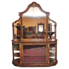Exhibition Quality Antique 19th Century Burr Walnut Mirror Back Credenza