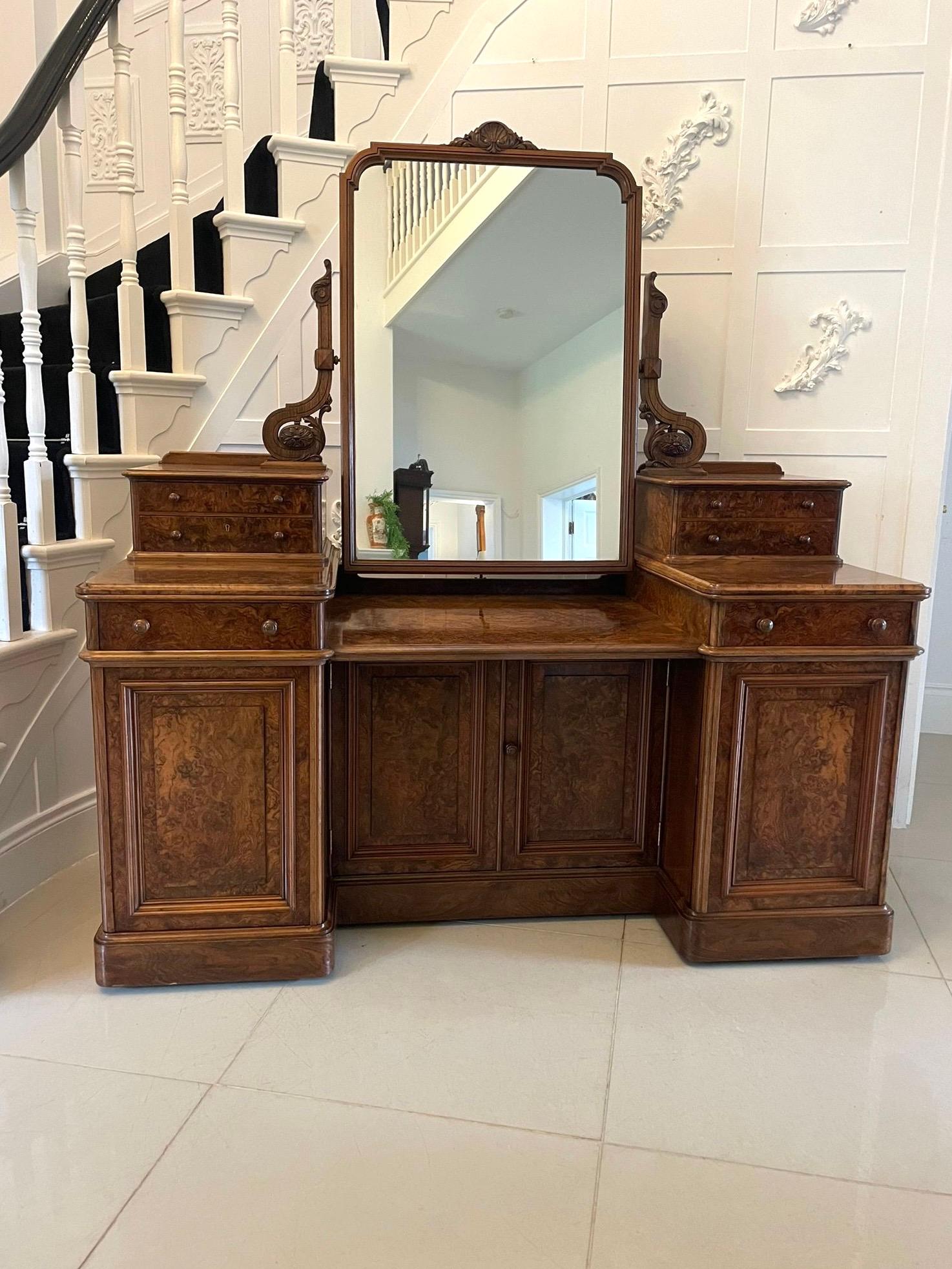 Exhibition Quality Antique Victorian Burr Walnut Dressing Table  For Sale 7