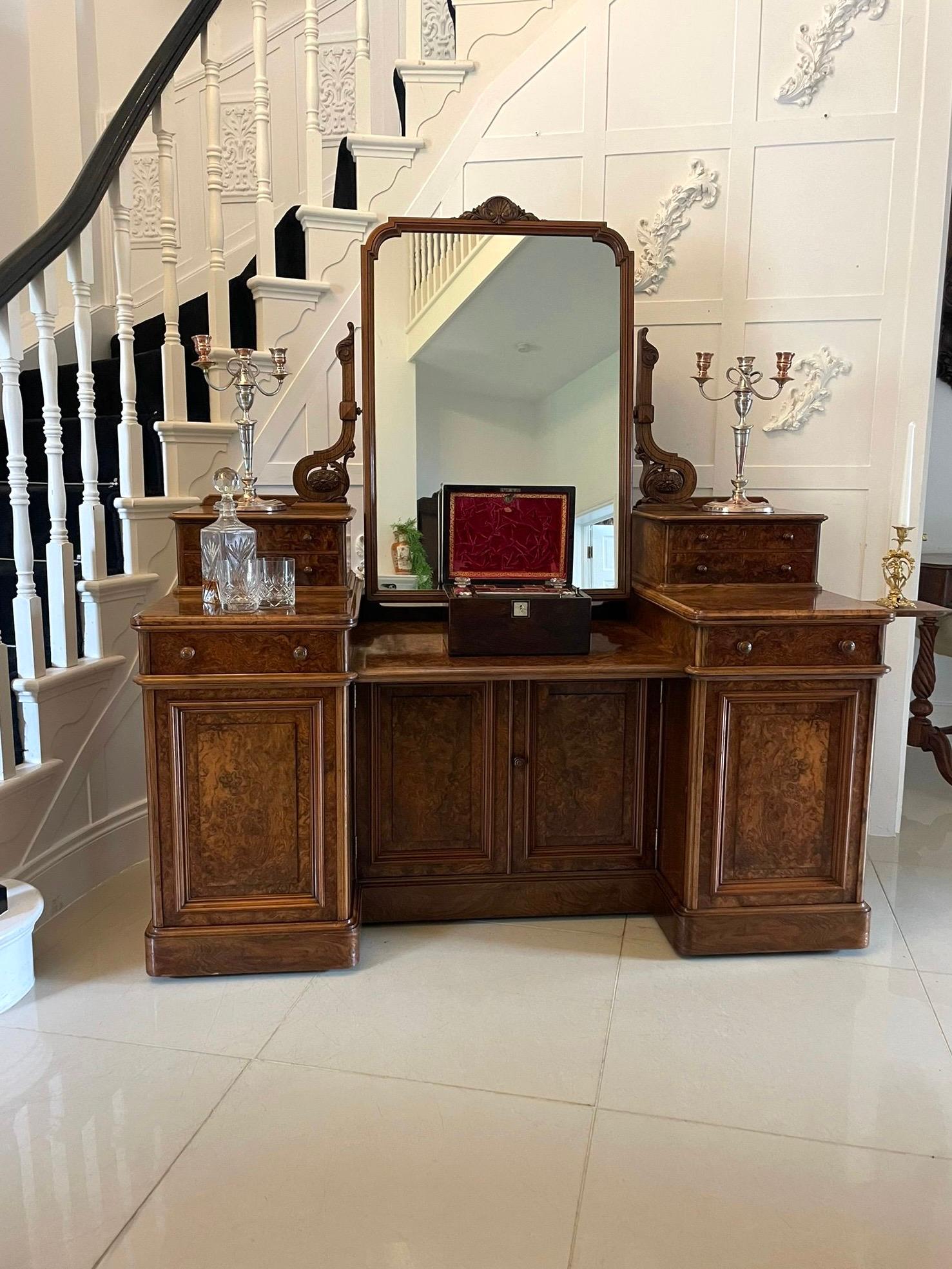 English Exhibition Quality Antique Victorian Burr Walnut Dressing Table  For Sale