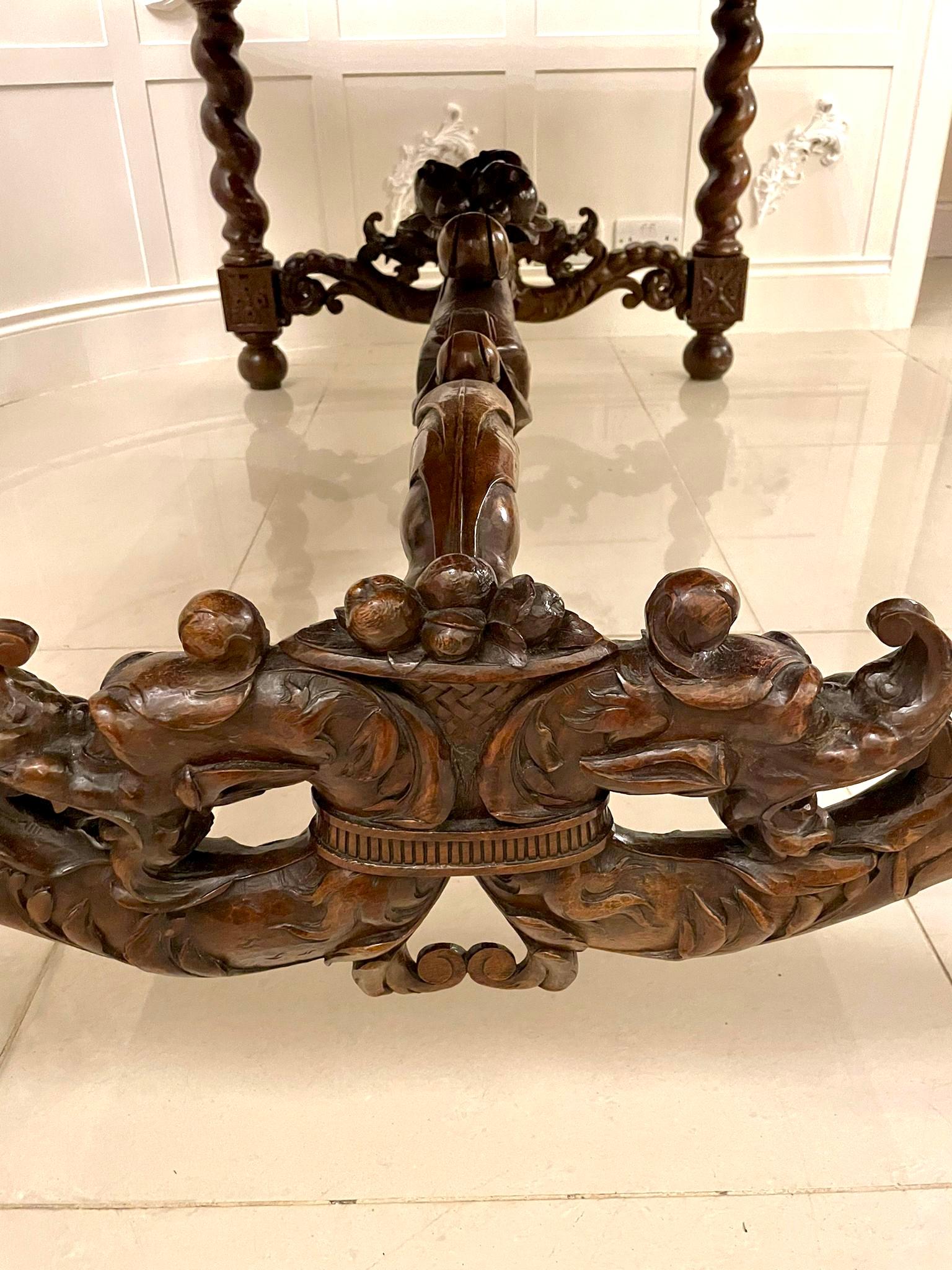 Exhibition Quality Antique Victorian Italian Carved Walnut Centre/Dining Table For Sale 7