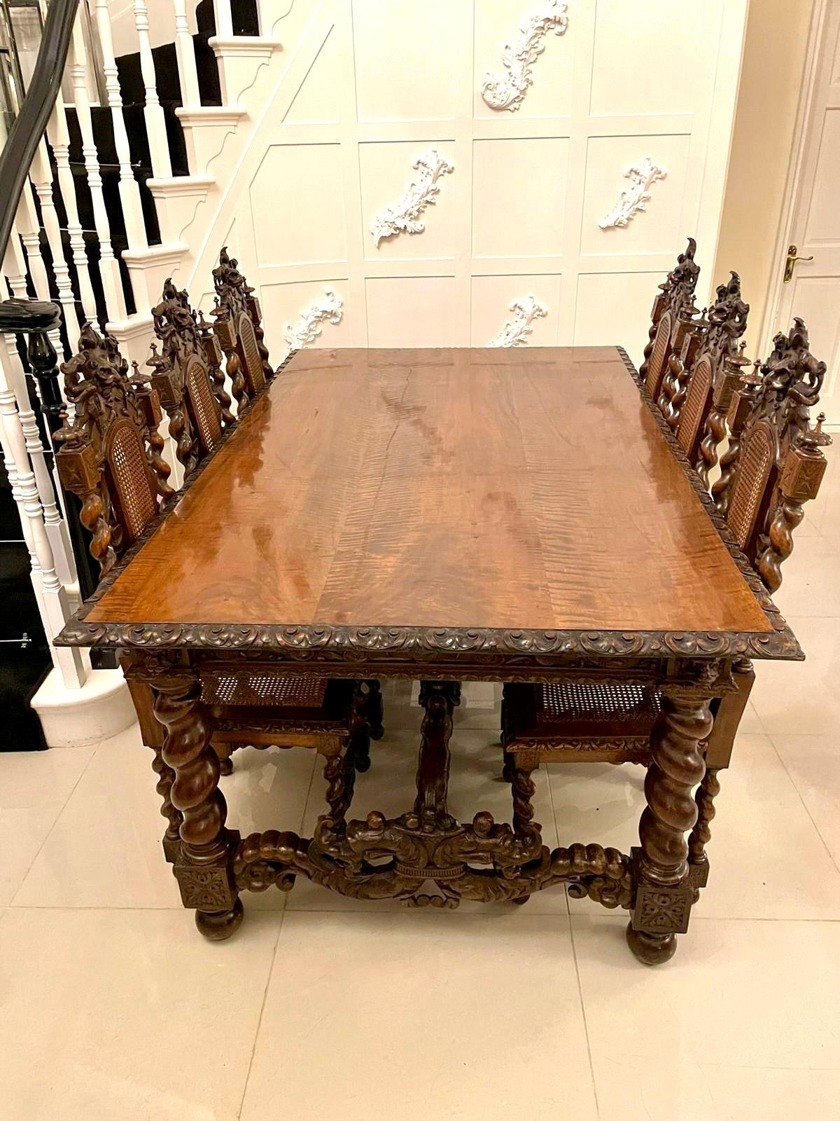 Exhibition Quality Antique Victorian Italian Carved Walnut Centre/Dining Table In Excellent Condition For Sale In Suffolk, GB
