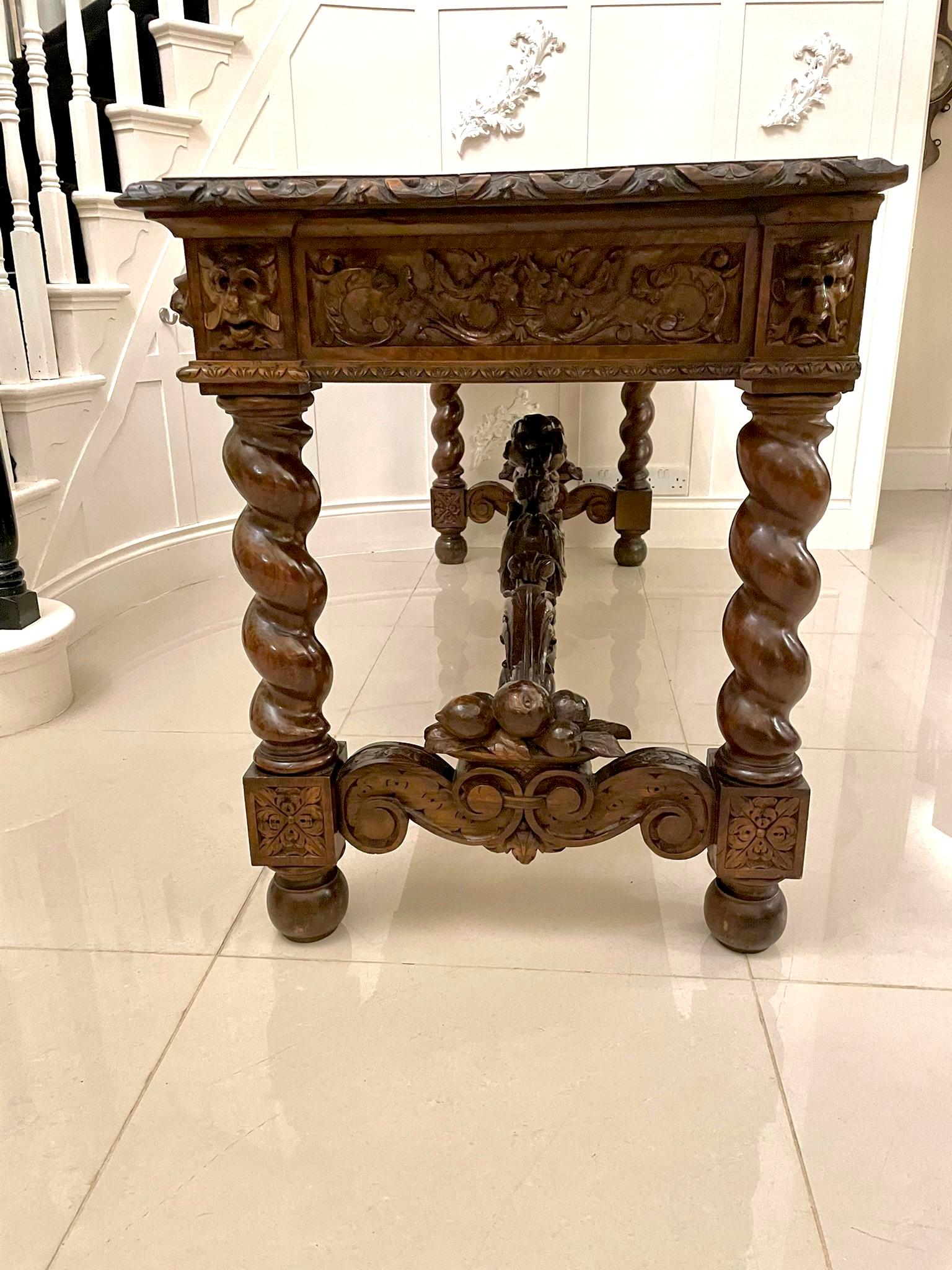 Exhibition Quality Antique Italian Carved Solid Walnut Serving/Console Table For Sale 4