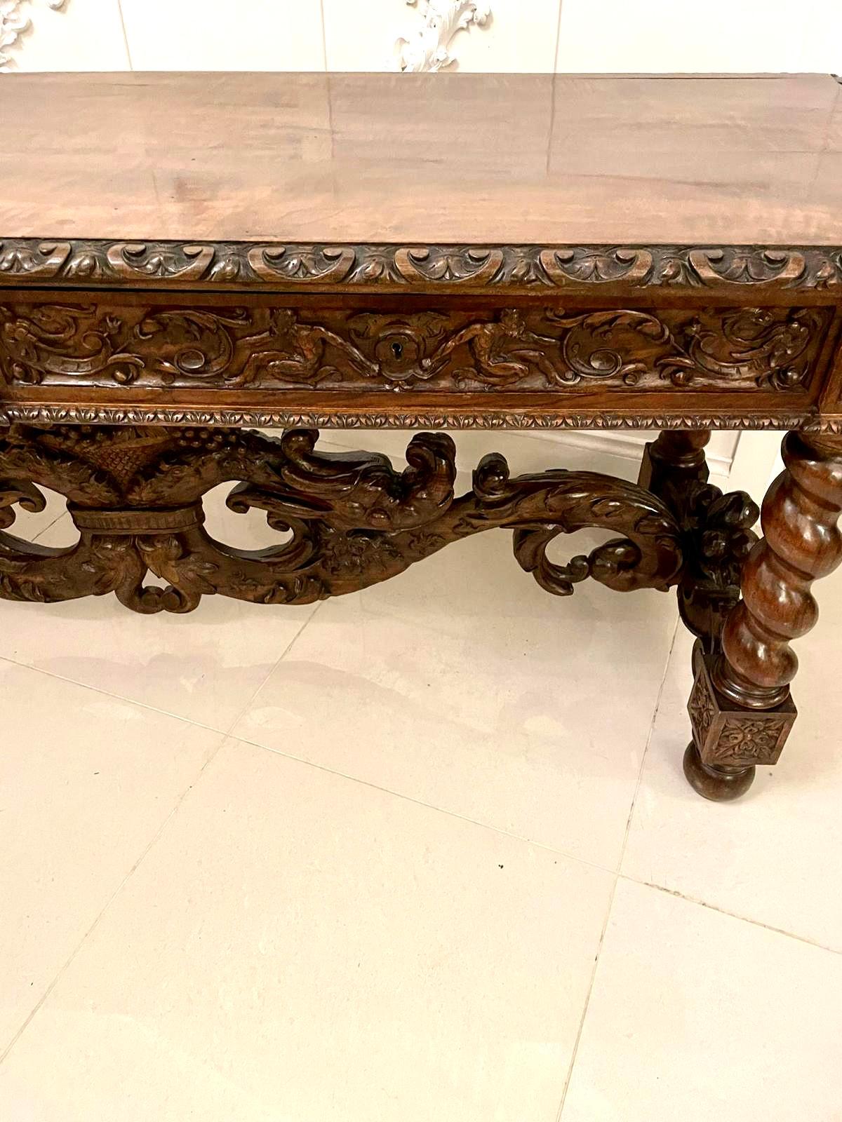 Exhibition Quality Antique Italian Carved Solid Walnut Serving/Console Table For Sale 8