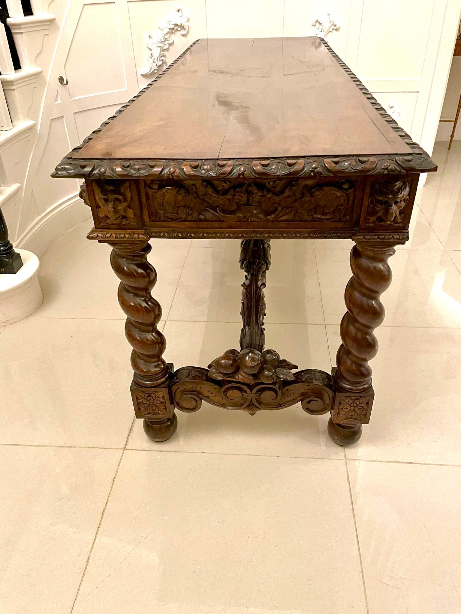 Exhibition Quality Antique Italian Carved Solid Walnut Serving/Console Table For Sale 12