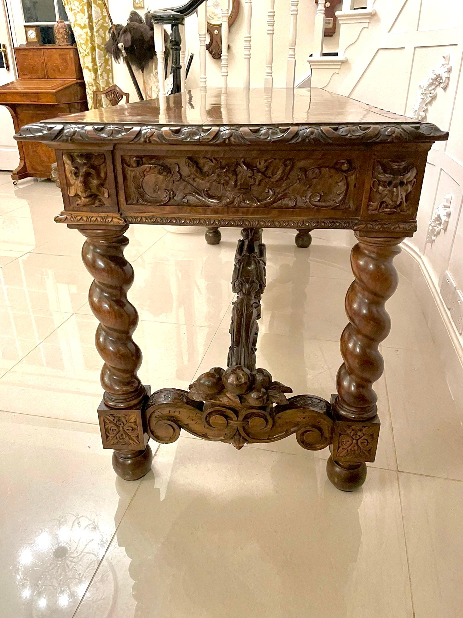 Exhibition Quality Antique Italian Carved Solid Walnut Serving/Console Table For Sale 13