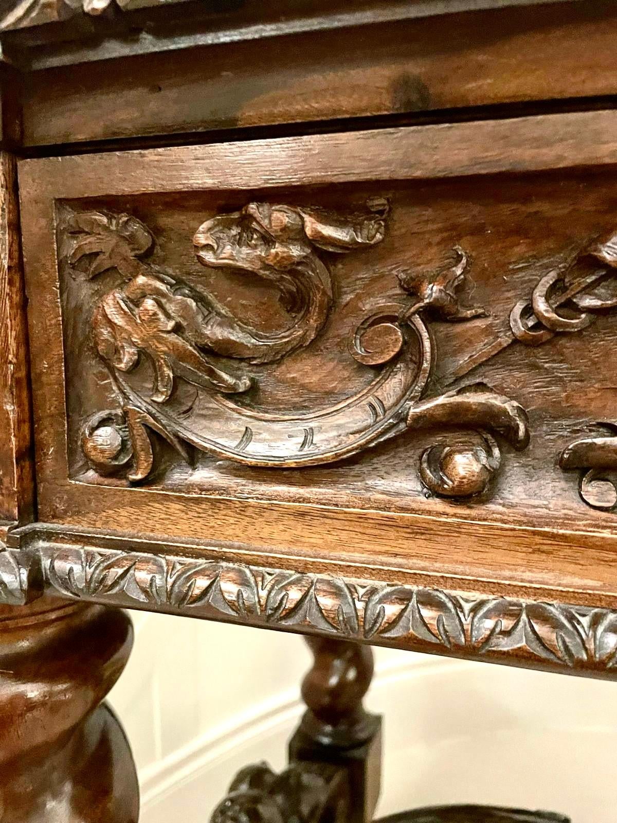 Exhibition Quality Antique Italian Carved Solid Walnut Serving/Console Table For Sale 1