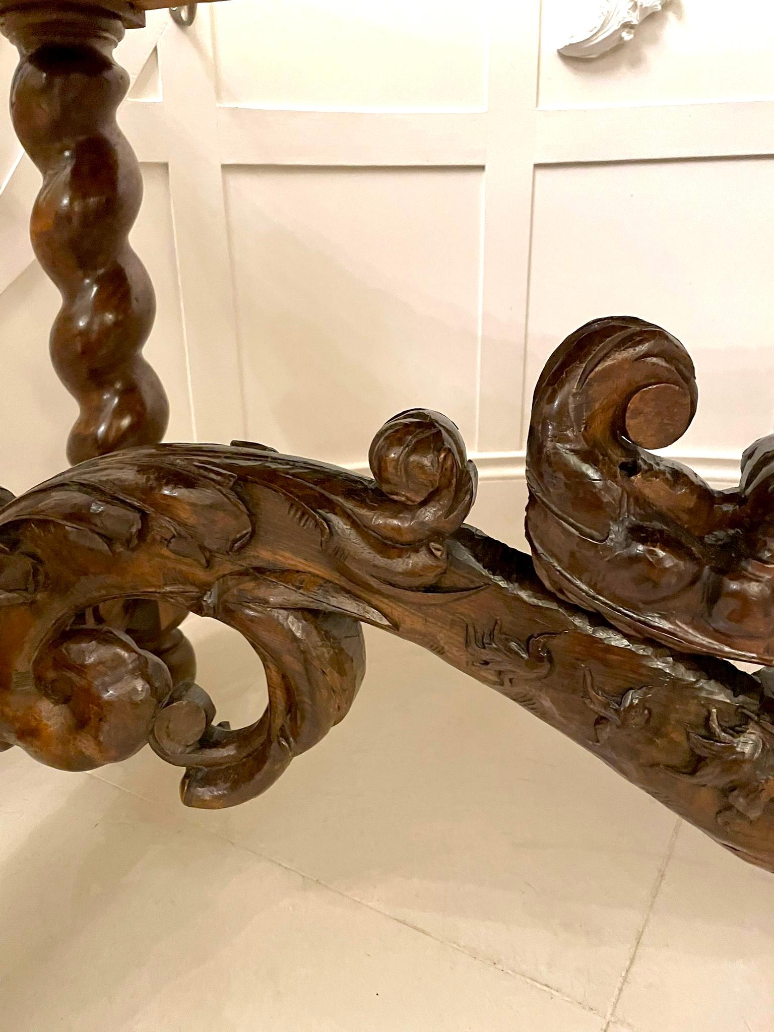 Exhibition Quality Antique Italian Carved Solid Walnut Serving/Console Table For Sale 3