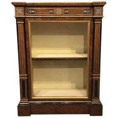 Exhibition Quality Burr Walnut and Ivory Inlaid Victorian Period Pier Cabinet