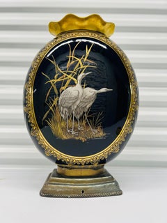 Exhibition Quality Coalport Porcelain "Crane" Japonesque Enamel Vase