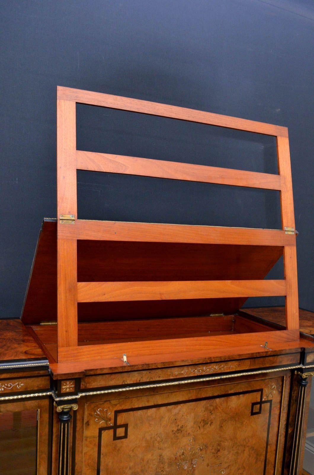 Vetro Credenza di qualità per esposizioni con supporto per quadri e contenitore in vendita