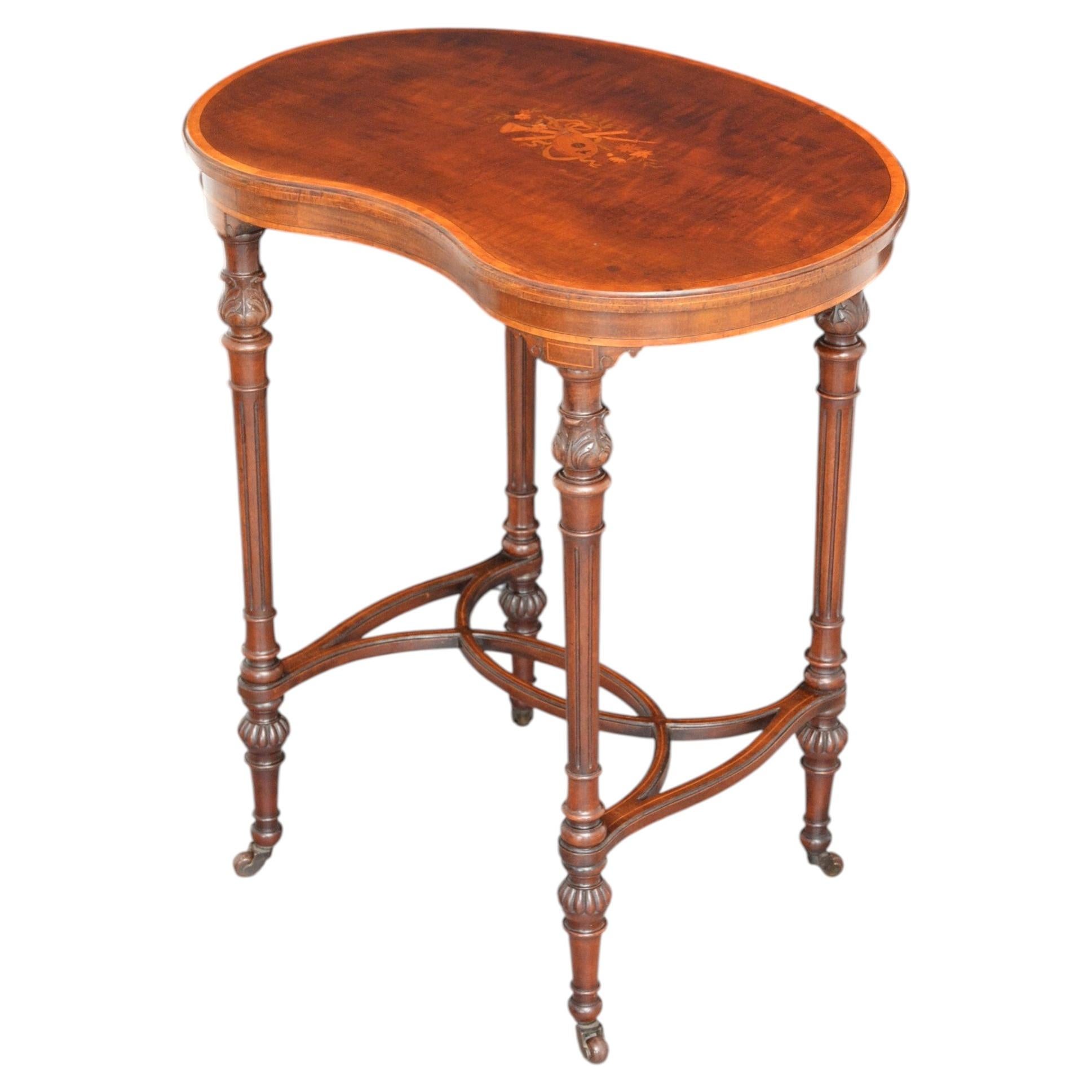 Exhibition Quality Edwardian Inlaid Mahogany Kidney Shaped Side Table, Circa 190