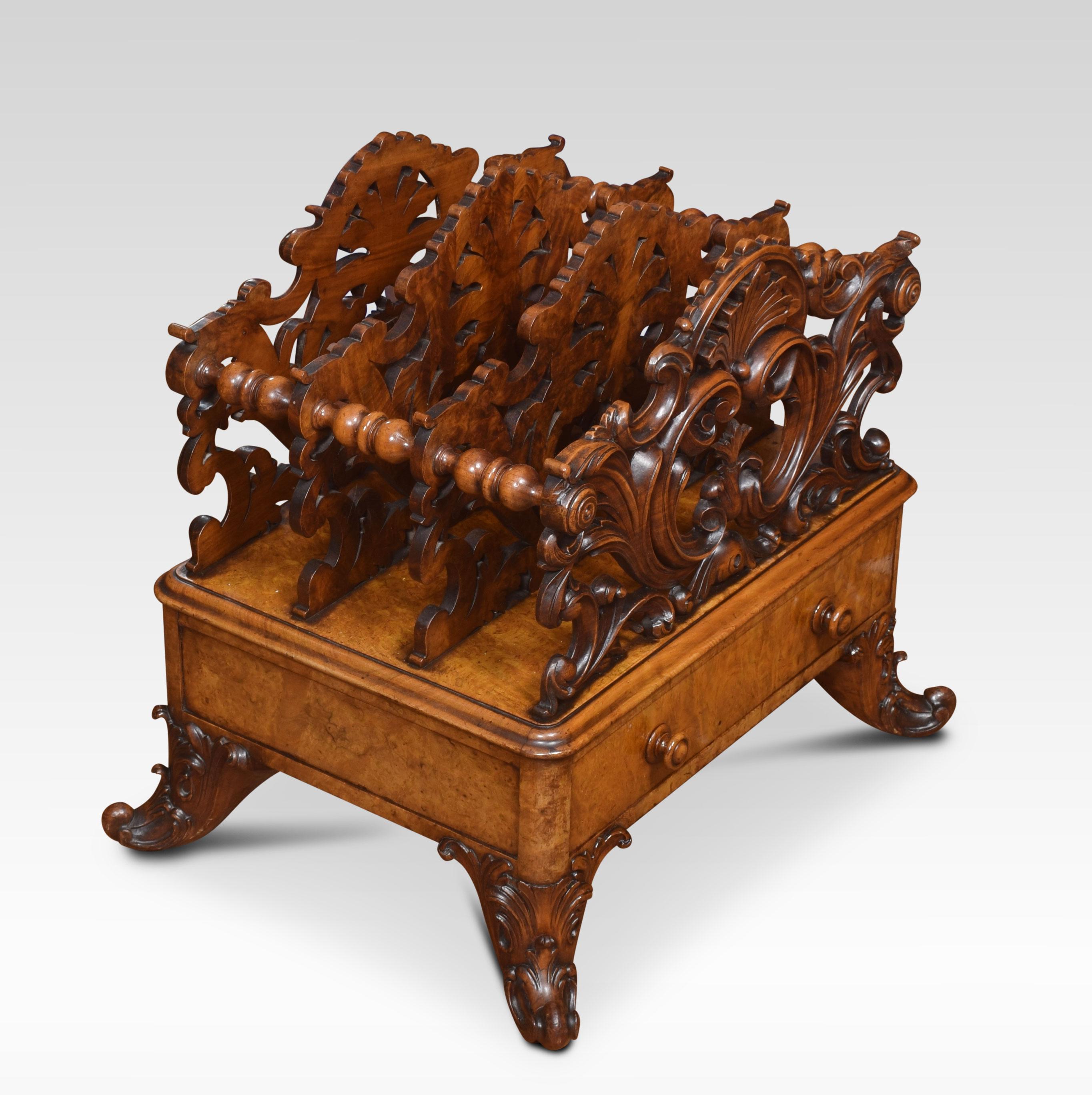 19th Century Exhibition Quality Figured Walnut Canterbury For Sale