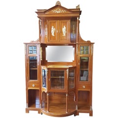 Exhibition Quality Late 19th Century Swiss Satinwood Salon Cabinet