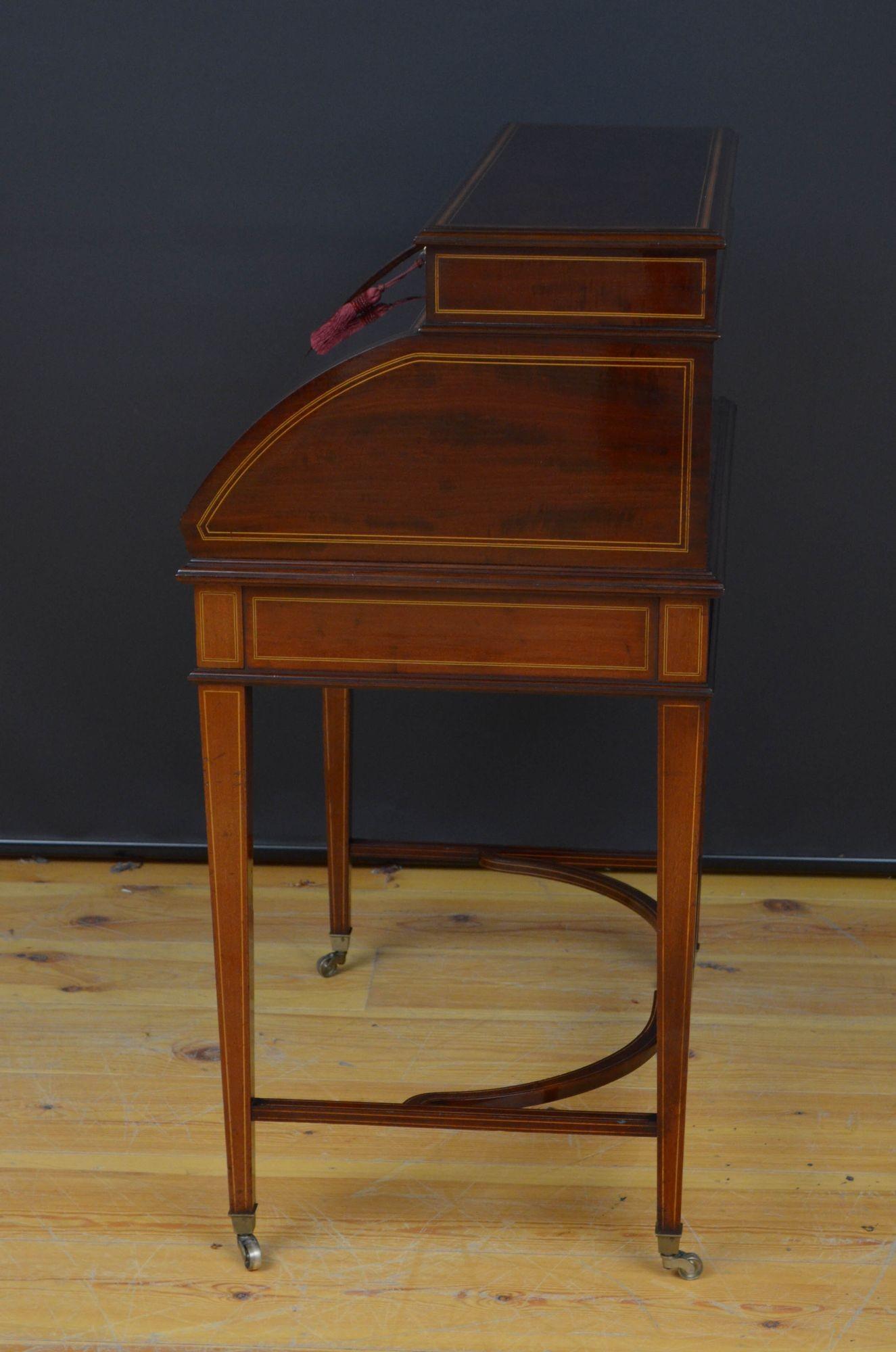 Exhibition Quality Mahogany Cylinder Bureau by Maple & Co For Sale 13
