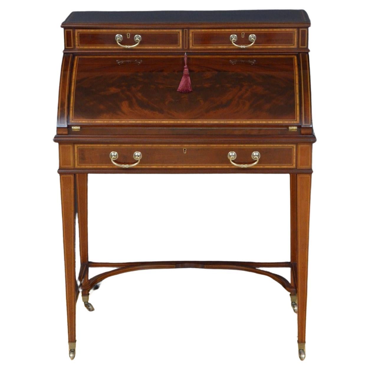 Exhibition Quality Mahogany Cylinder Bureau by Maple & Co For Sale