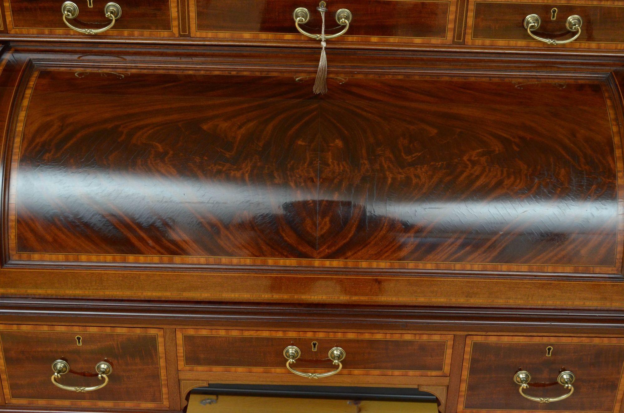 Exhibition Quality Mahogany Cylinder Desk, Maple & Co 8