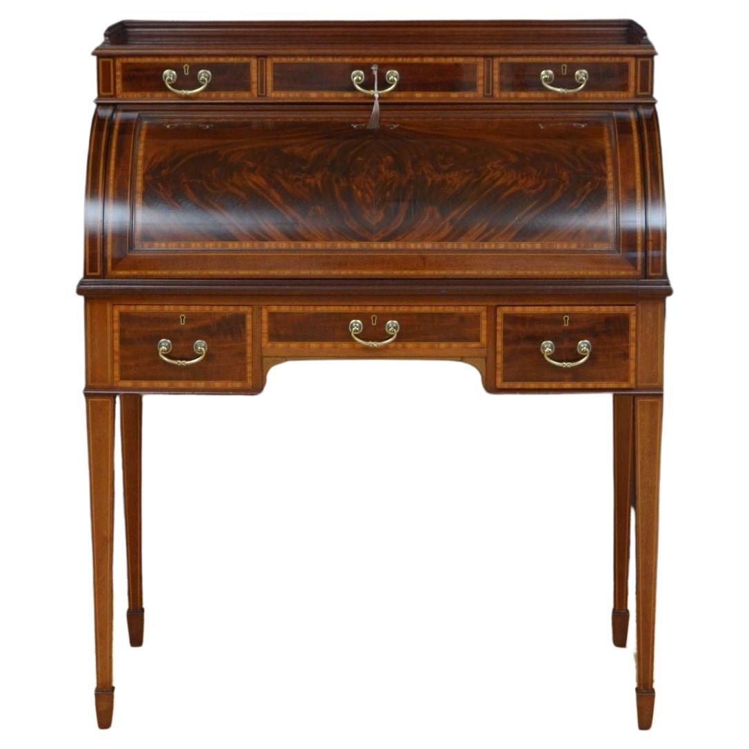 Exhibition Quality Mahogany Cylinder Desk, Maple & Co For Sale