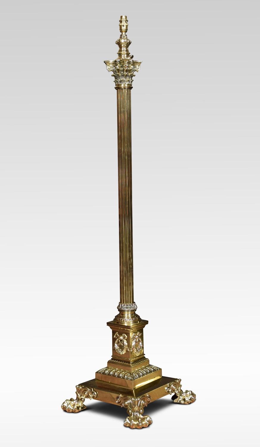 19th Century Exhibition Quality Pair of Brass Standard Lamp