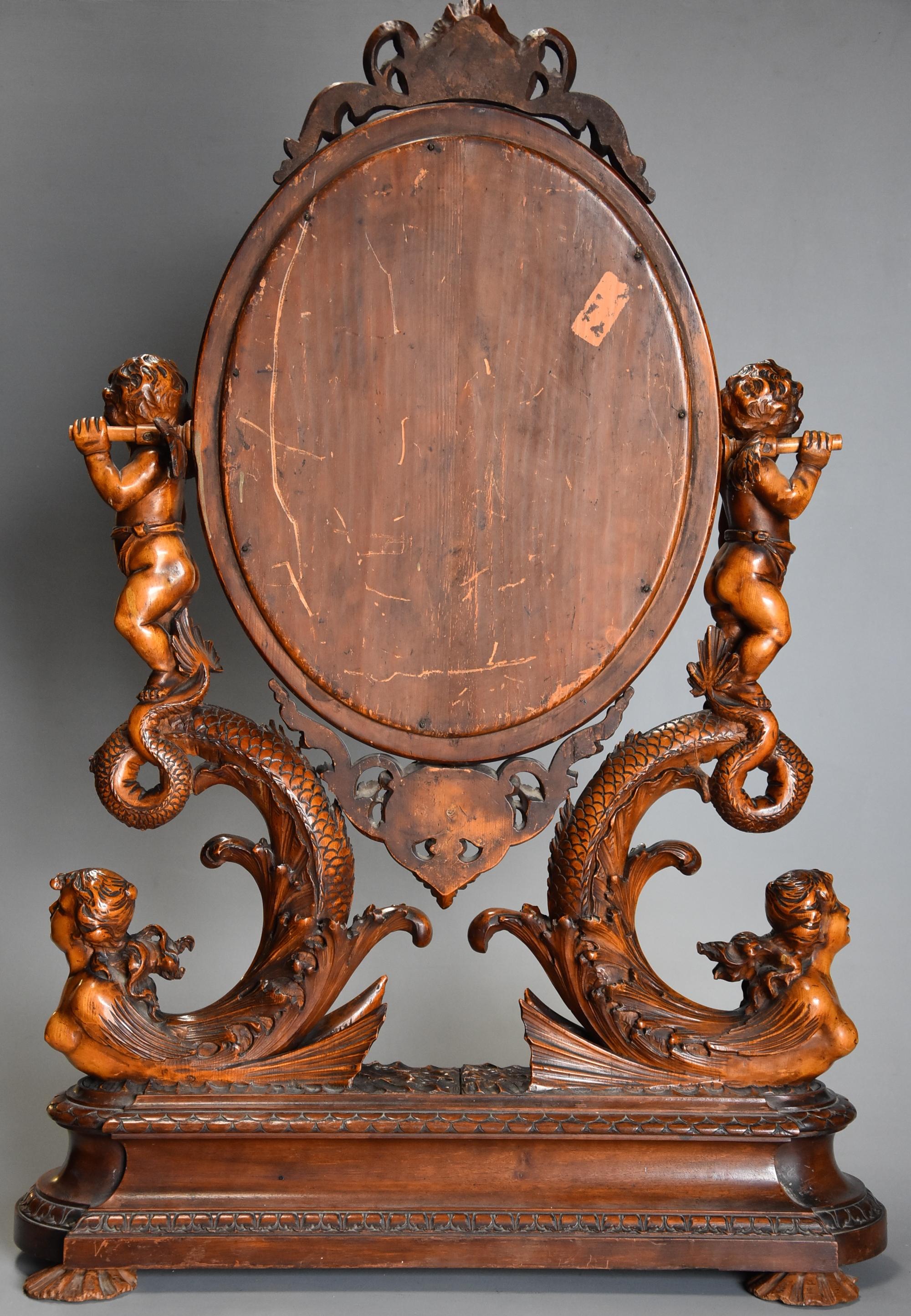 Exhibition Quality Superbly Carved Mid-19th Century Lime Wood Table Mirror 7