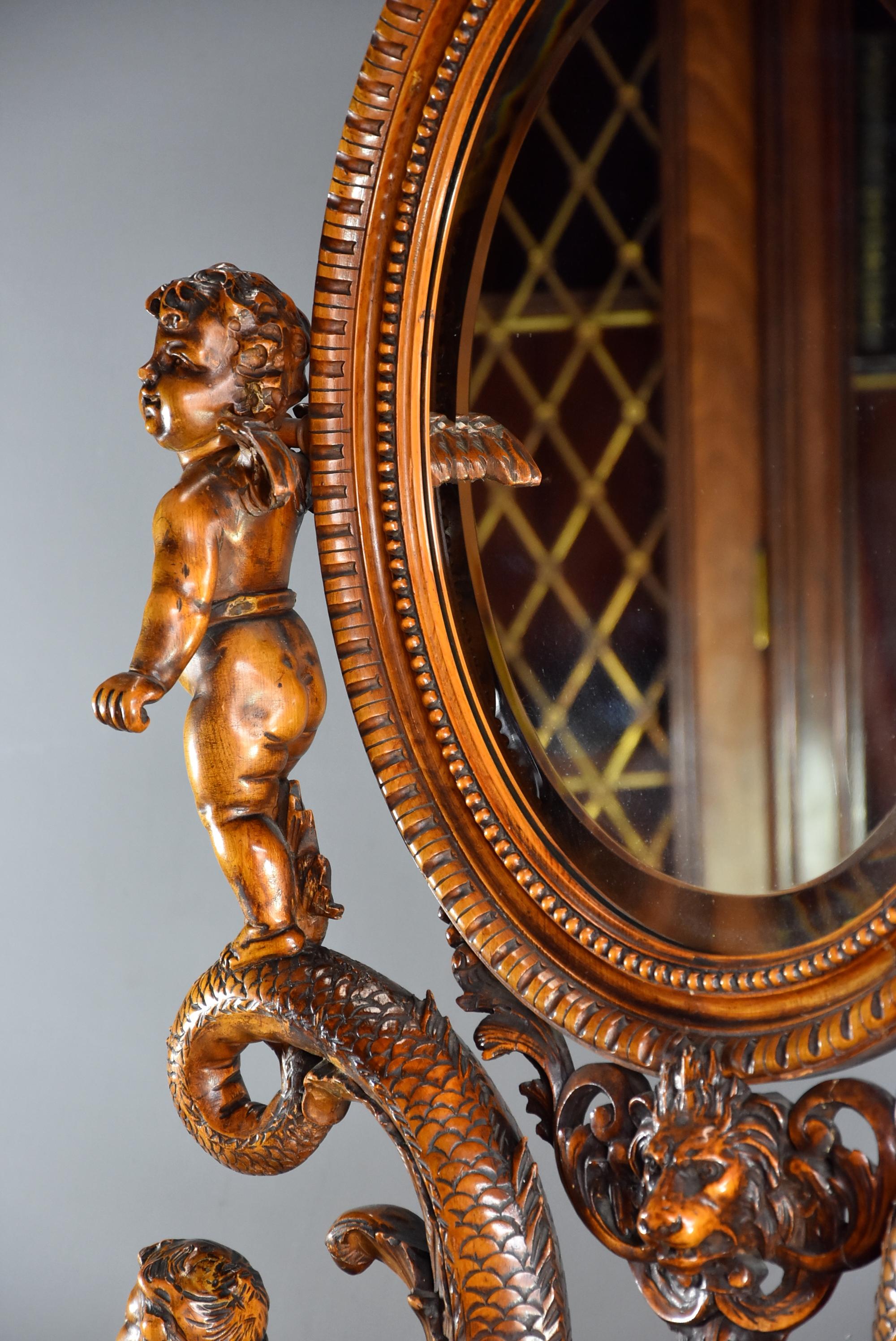 Exhibition Quality Superbly Carved Mid-19th Century Lime Wood Table Mirror 2