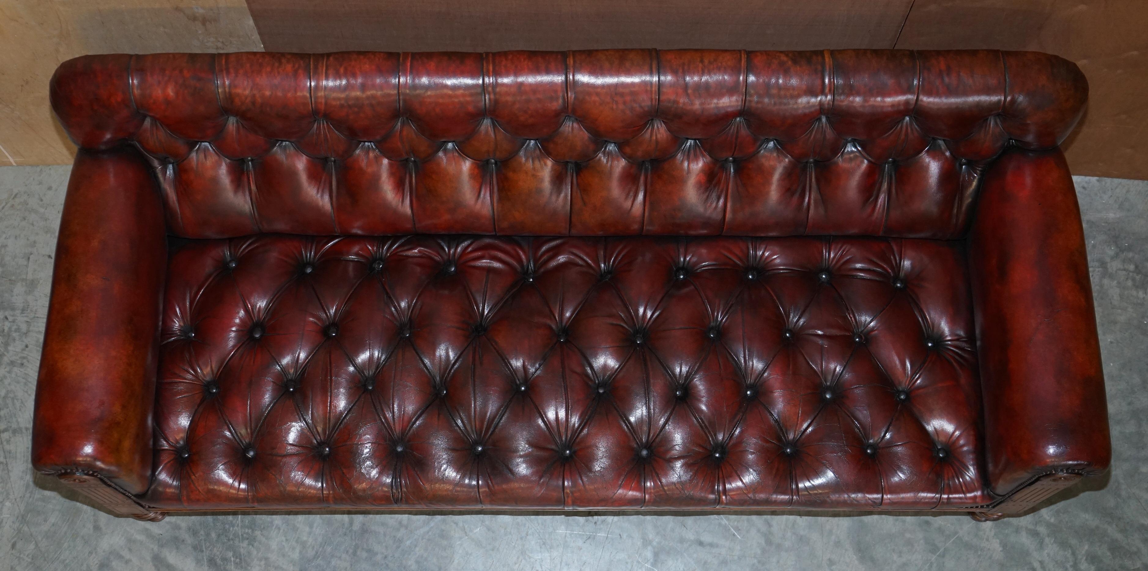 Exhibition Quality Wylie & Lochhead 1860 Glasgow Chesterfield Brown Leather Sofa For Sale 1