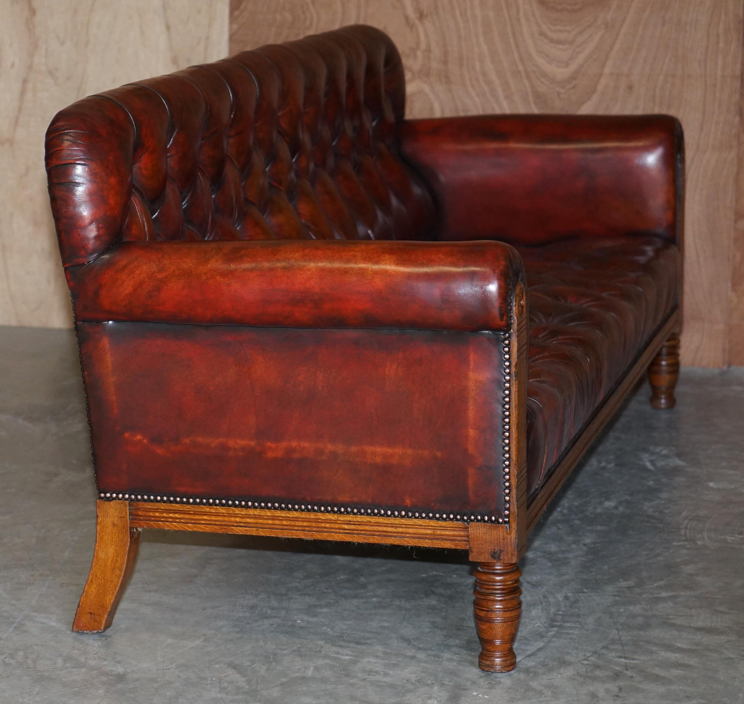 Exhibition Quality Wylie & Lochhead 1860 Glasgow Chesterfield Brown Leather Sofa For Sale 3