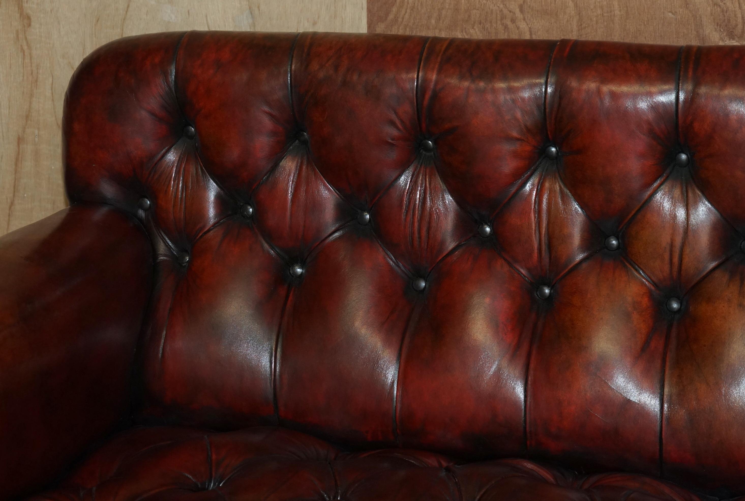 Hand-Crafted Exhibition Quality Wylie & Lochhead 1860 Glasgow Chesterfield Brown Leather Sofa For Sale