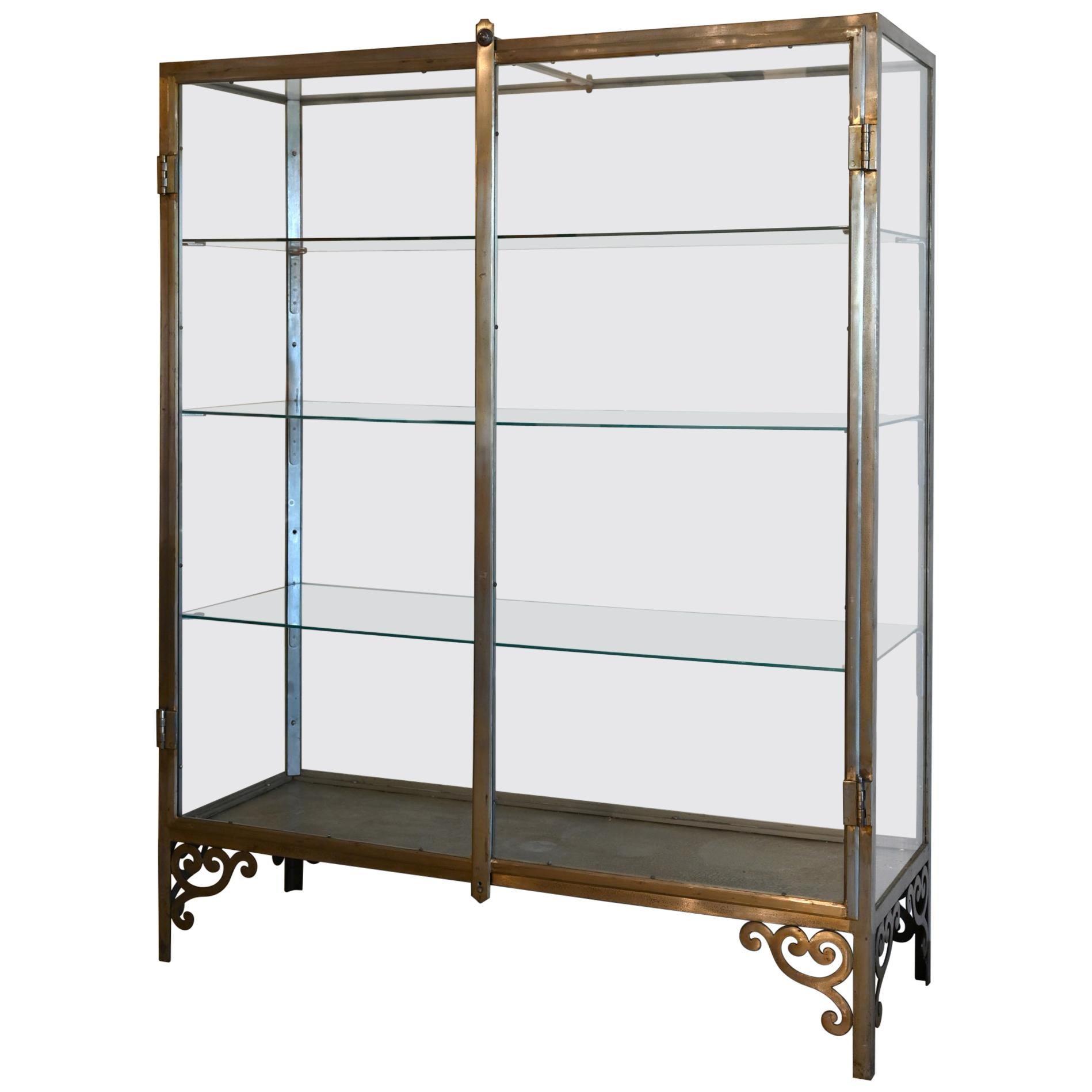 Exhibition Showcase, One of Two Museum Showcase Iron Vitrine, Italy, 1920-1930 For Sale