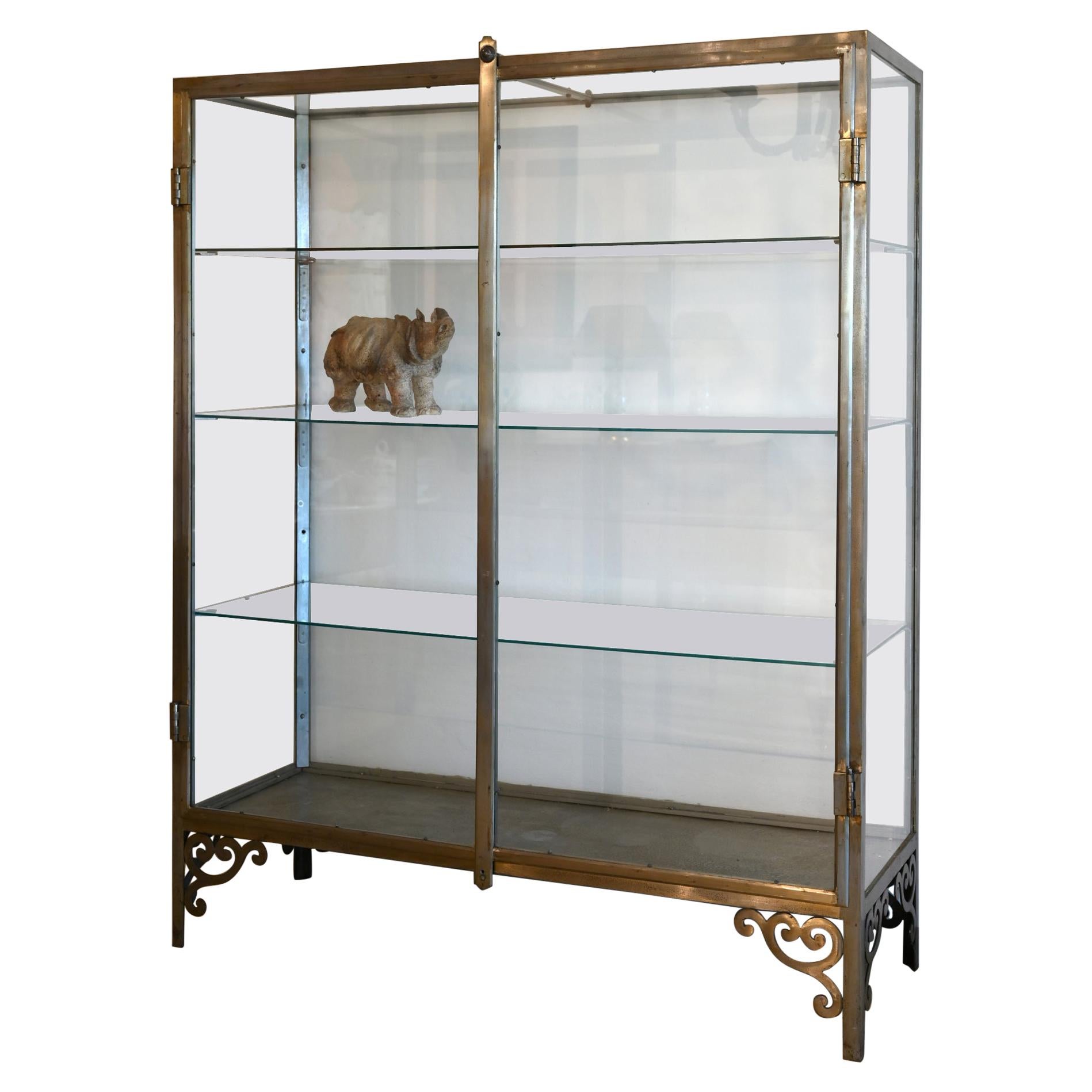 Exhibition Showcase, Vitrine, One of Two, Museum Showcase Iron, Italy, 1920-1930 For Sale
